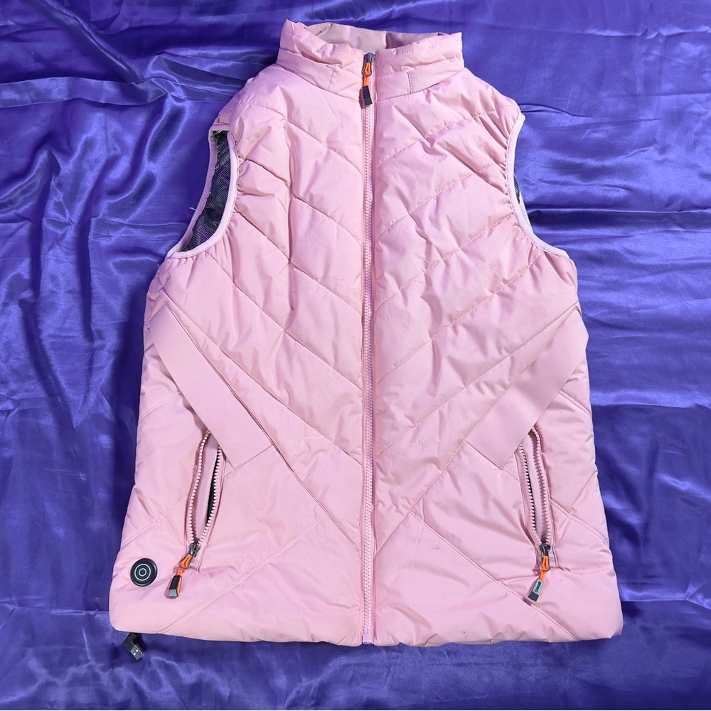 Pink Puffer Vest (M) with detachable‎ hood